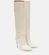 Paris Texas Suede Knee-high Boots In White