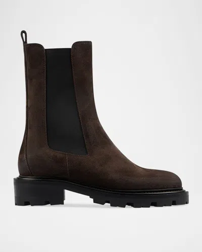 Paris Texas Suede Lug-sole Chelsea Boots In Brown