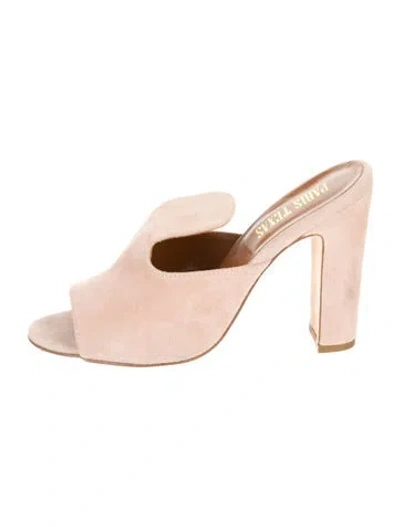 Pre-owned Paris Texas Suede Mules In Neutral