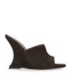 Paris Texas Suede Nina Wedge Mules 105 In Brown