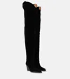 Paris Texas Suede Over-the-knee Cowboy Boots In Black
