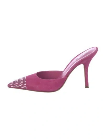 Pre-owned Paris Texas Suede Patterned Mules In Pink