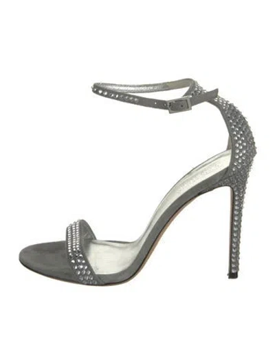 Pre-owned Paris Texas Suede Patterned Sandals In Gray