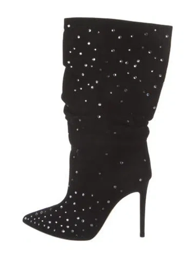 Pre-owned Paris Texas Suede Patterned Slouch Boots In Black