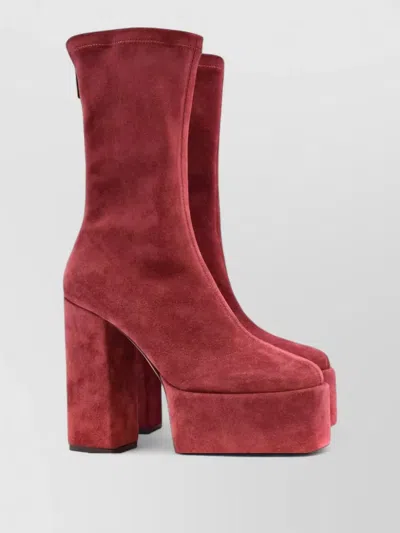 Paris Texas Suede Platform Ankle Boots Block Heel Round Toe