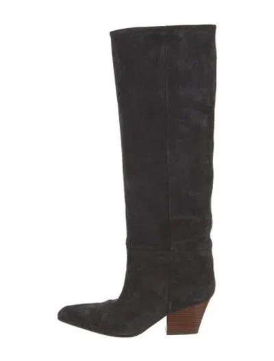 Pre-owned Paris Texas Suede Riding Boots In Black