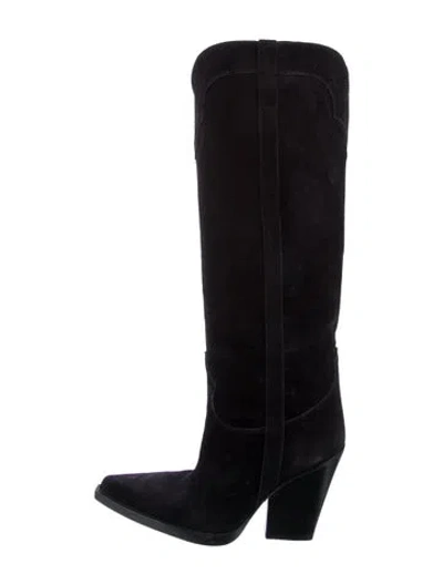 Pre-owned Paris Texas Suede Riding Boots In Black