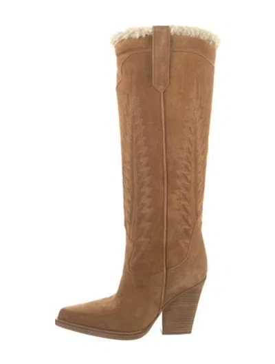 Pre-owned Paris Texas Suede Riding Boots In Brown