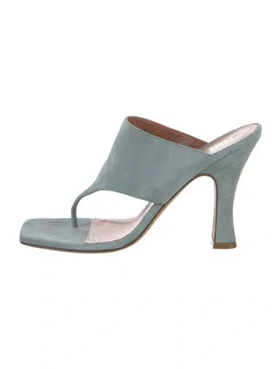 Pre-owned Paris Texas Suede Slides In Blue