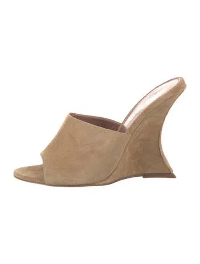 Pre-owned Paris Texas Suede Slides In Neutral