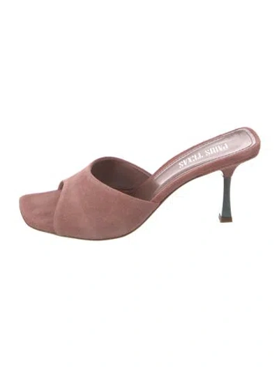 Pre-owned Paris Texas Suede Slides In Neutrals