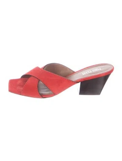 Pre-owned Paris Texas Suede Slides In Red