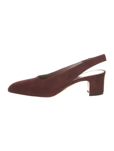 Pre-owned Paris Texas Suede Slingback Pumps In Burgundy