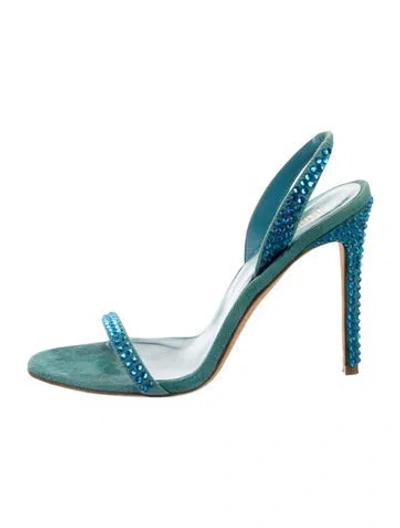 Pre-owned Paris Texas Suede Slingback Sandals In Blue