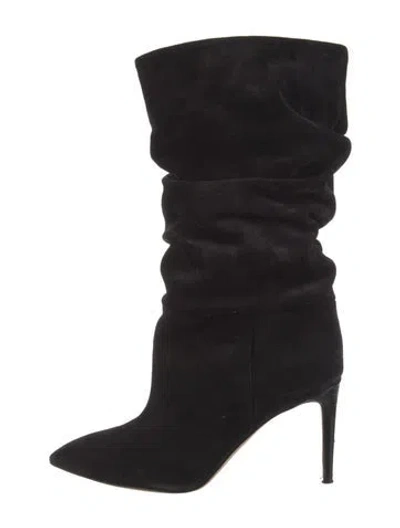Pre-owned Paris Texas Suede Slouch Boots In Black