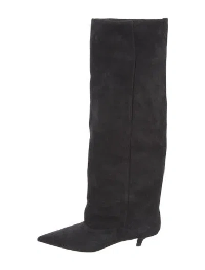 Pre-owned Paris Texas Suede Slouch Boots In Black