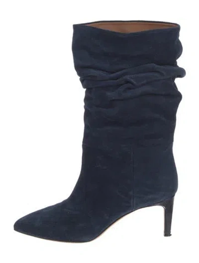 Pre-owned Paris Texas Suede Slouch Boots In Blue