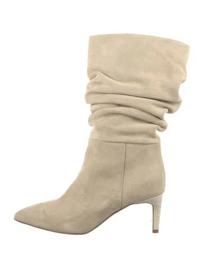 Pre-owned Paris Texas Suede Slouch Boots In Neutral