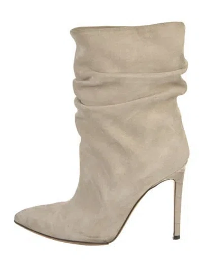 Pre-owned Paris Texas Suede Slouch Boots In Neutral