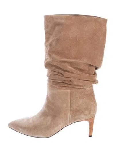 Pre-owned Paris Texas Suede Slouch Boots In Neutrals