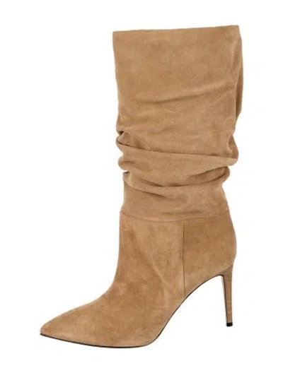 Pre-owned Paris Texas Suede Slouch Boots In Neutrals