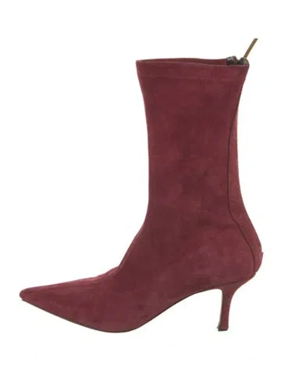 Pre-owned Paris Texas Suede Sock Boots In Burgundy