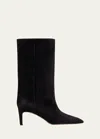Paris Texas Stiletto Suede Knee Boots In Off Black
