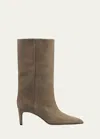 Paris Texas Suede Stiletto Mid Boots In Taupe
