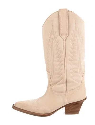 Pre-owned Paris Texas Suede Striped Western Boots In Neutral