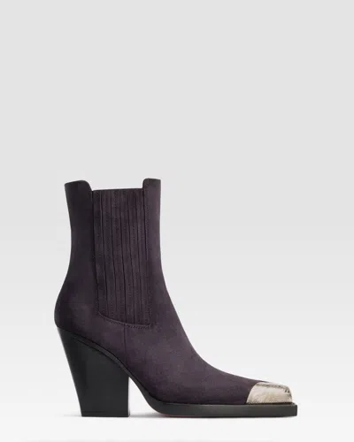 Paris Texas Suede Western Ankle Boot With Metal Toe Cap In Pink