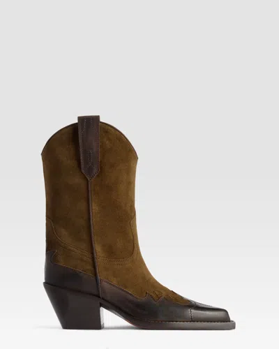 Paris Texas Suede Western Boot In Brown