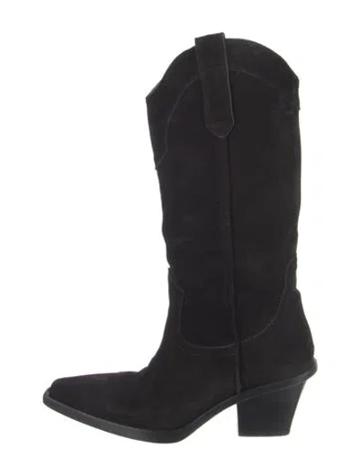 Pre-owned Paris Texas Suede Western Boots In Black