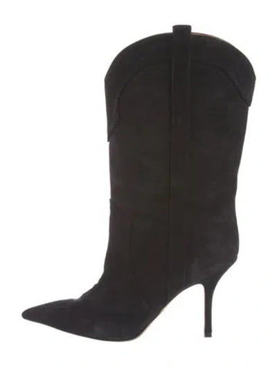 Pre-owned Paris Texas Suede Western Boots In Black