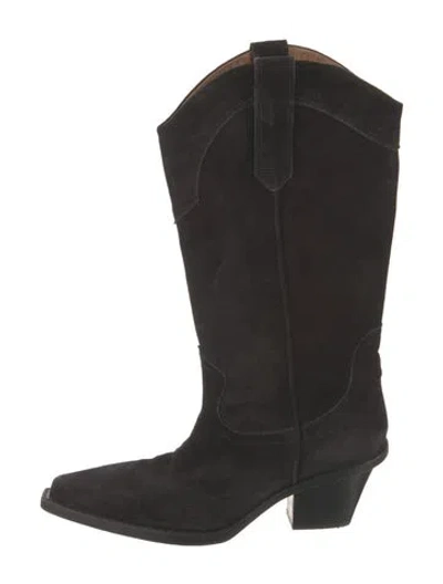 Pre-owned Paris Texas Suede Western Boots In Black