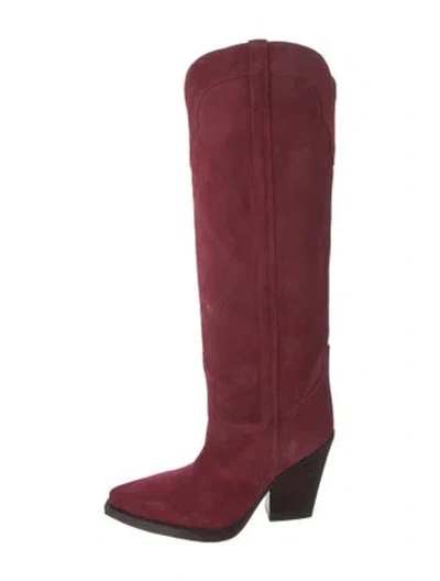 Pre-owned Paris Texas Suede Western Boots In Burgundy