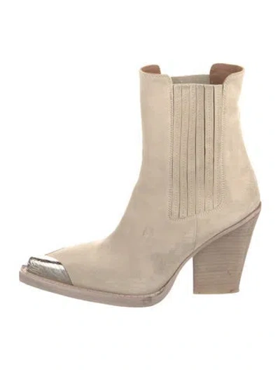Pre-owned Paris Texas Suede Western Boots In Neutral