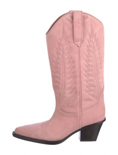 Pre-owned Paris Texas Suede Western Boots In Pink