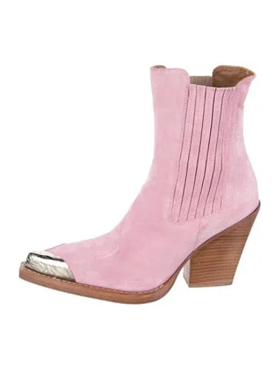 Pre-owned Paris Texas Suede Western Boots In Pink