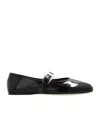 Paris Texas Sveva Patent Buckle Ballet Flat Shoes In Black