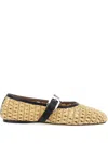 Paris Texas 'sveva' Beige Ballet Flats With Woven Design And Buckle Closure In Fabric And Leather Woman In Neutrals
