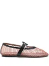 Paris Texas Almond Buckle Mesh Ballet Flat In Pink