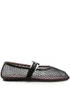 Paris Texas 'sveva' Black Ballet Flats With Mesh Design And Buckle Closure In Black