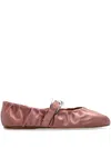Paris Texas Sveva Plisse Buckle Ballet Flats In Pink