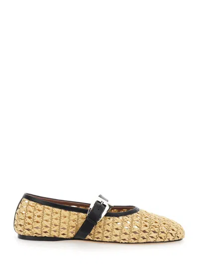 Paris Texas Sveva' Beige Ballet Flats With Woven Design