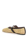 Paris Texas 'sveva' Beige Ballet Flats With Woven Design And Buckle Closure In Fabric And Leather Woman In Beige