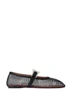 Paris Texas 'sveva' Black Ballet Flats With Mesh Design And Buckle Closure In Black
