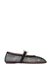 Paris Texas 'sveva' Black Ballet Flats With Mesh Design And Buckle Closure In Black