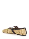 Paris Texas 'sveva' Beige Ballet Flats With Woven Design And Buckle Closure In Fabric And Leather Woman In Beige