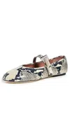 Paris Texas Sveva Snake-embossed Mary Jane Ballerina Flats In Naturale