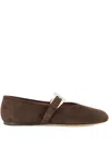 Paris Texas Sveva Buckle Suede Ballet Flats In Brown